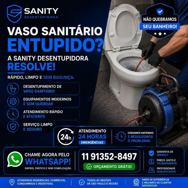 Desentupimento de vaso sanitário - Campinas e Região