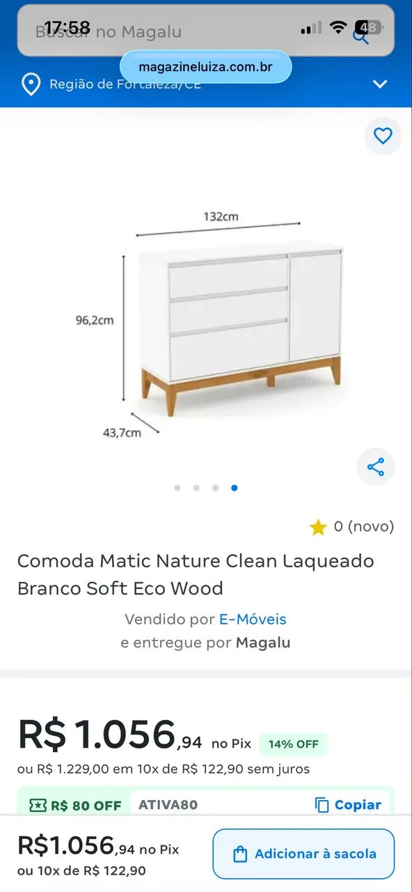 Cômoda MDF e pés de madeira.  - Foto 3