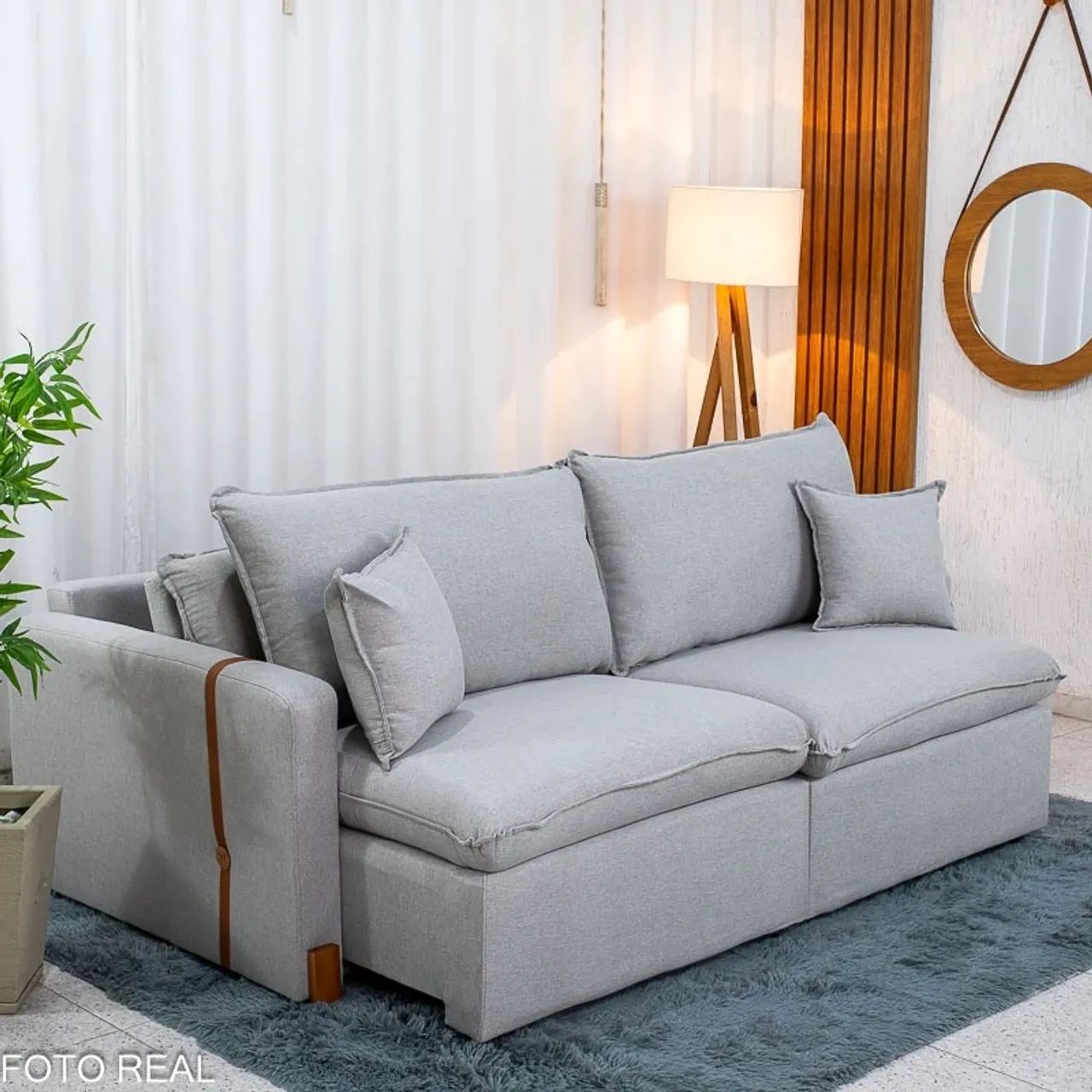 Sofá Cama Retrátil Zara 2.00m Linho Cinza rf65 - Foto 2
