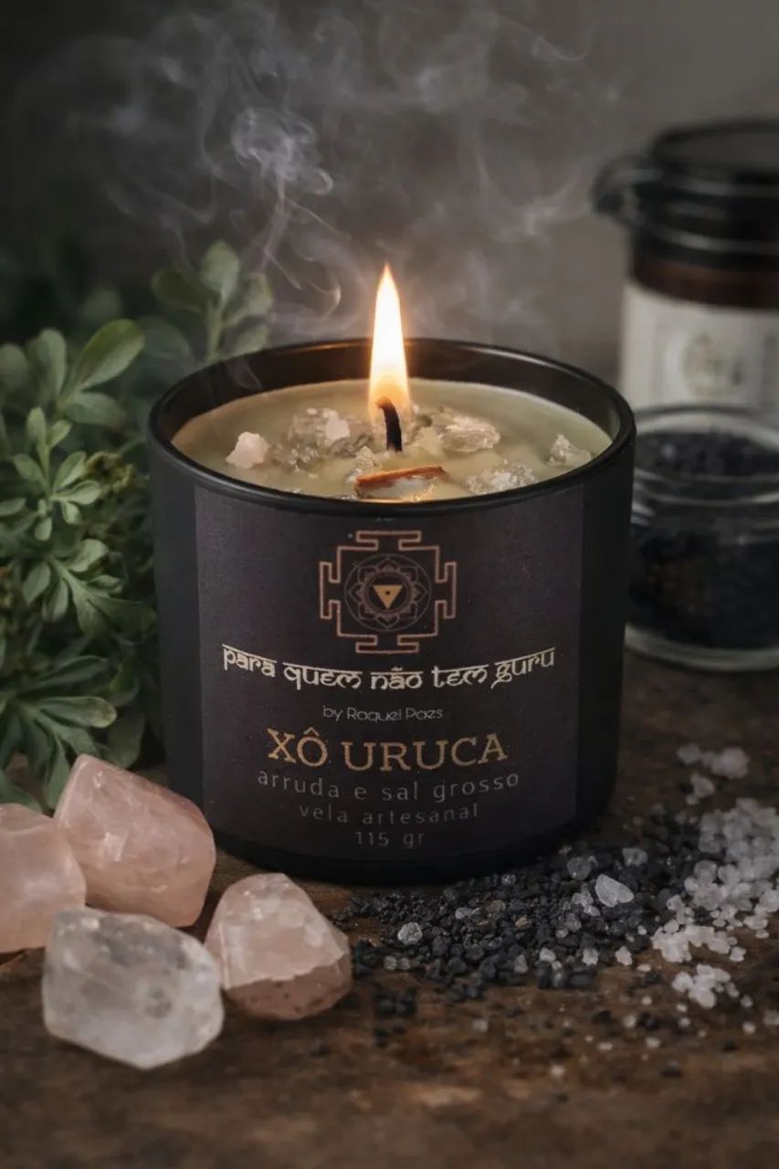 Vela artesanal de arruda e sal grosso 115g