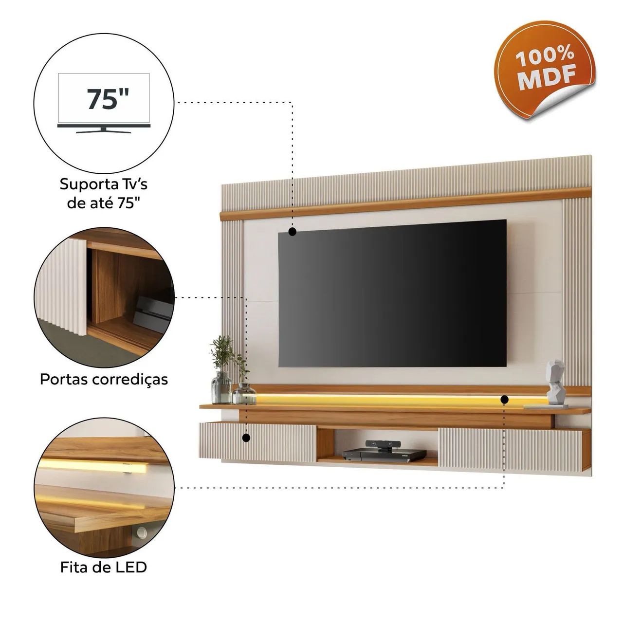 Painel para TV de até 75'  - MDF - Foto 2