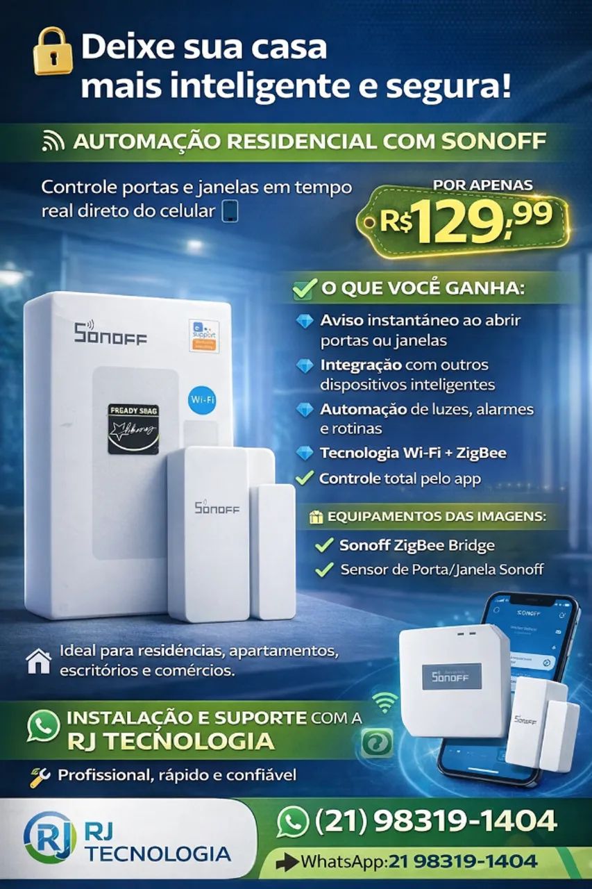 SONOFF ZBBridge e Sonoff Dw2 Sensor De Porta E Janela Wi-fi