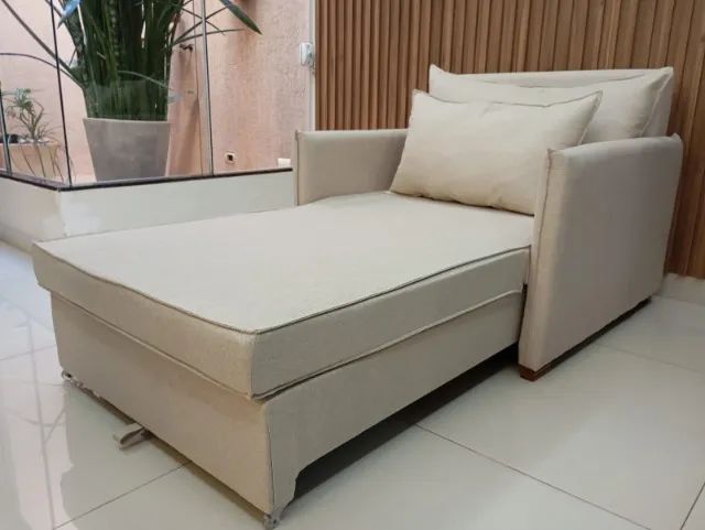 SOFÁ CAMA 1 LUGAR LINHO NOVO DIRETO DA FABRICA - Foto 3