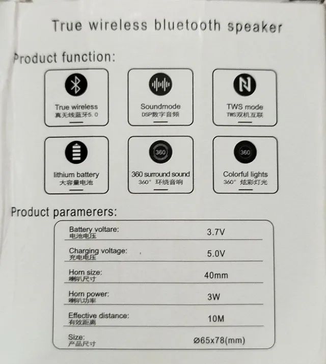MINI CAIXA DE SOM BLUETOOTH RGB 360° - POTENTE E COMPACTA!  NA CAIXA - Foto 5