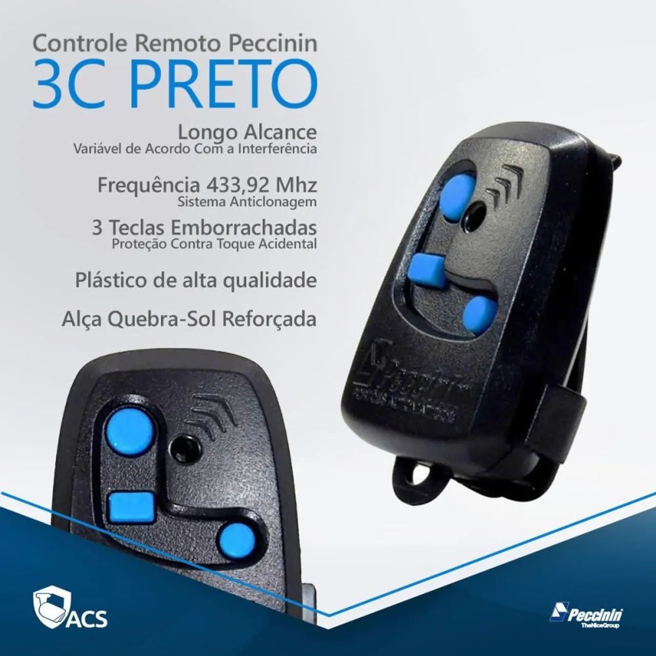 Controles Remoto Peccinin Portão Original 433mhz Preto