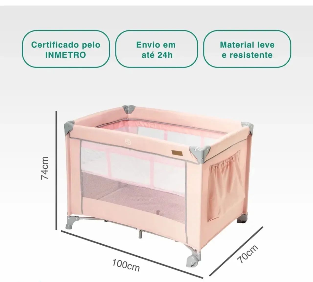 Berço portátil lazy rosa - Foto 2