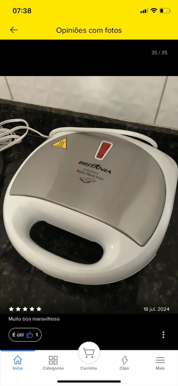 Sanduicheira Grill Britânia Belo Pane Inox 750w Antiaderente Cor Branco