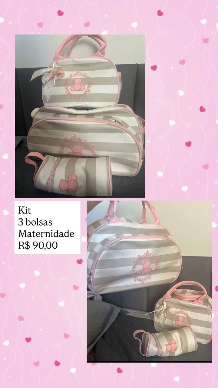 Kit 3 bolsas saída maternidade 
