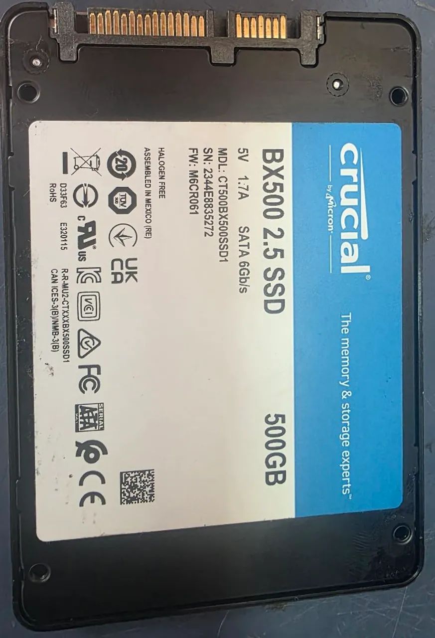 HD SSD CRUCIAL 500GB -  100%