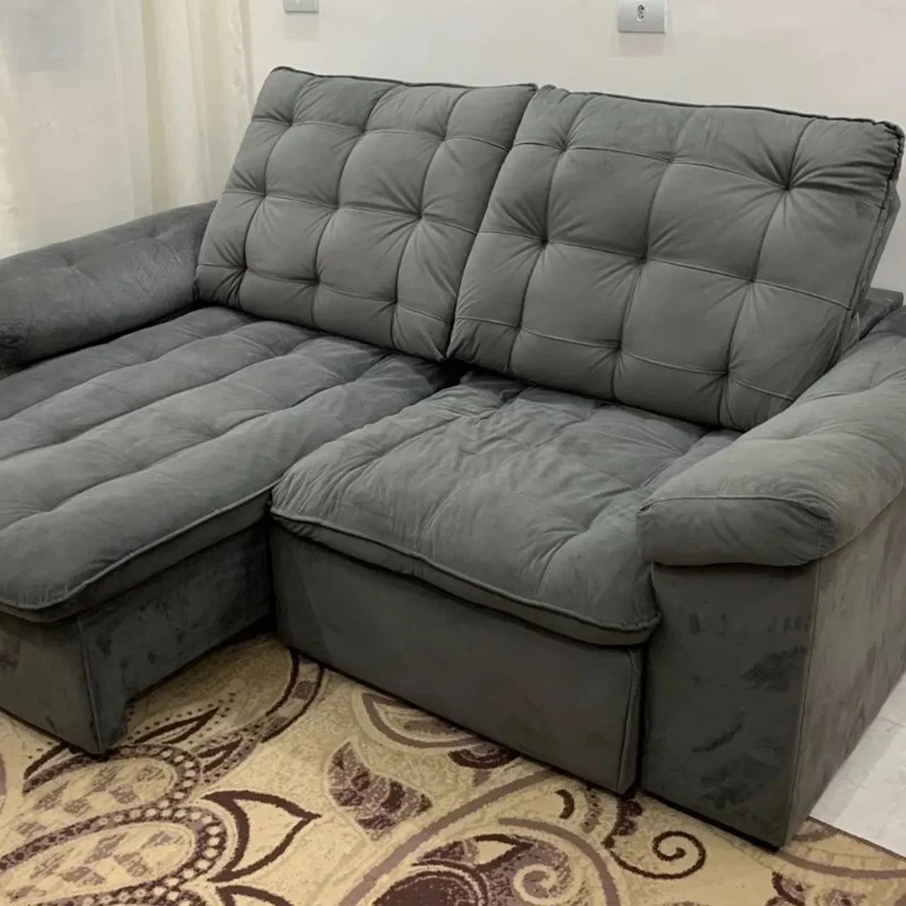 Sofá retratil suede chumbo 2,20mx1,20m - Foto 2