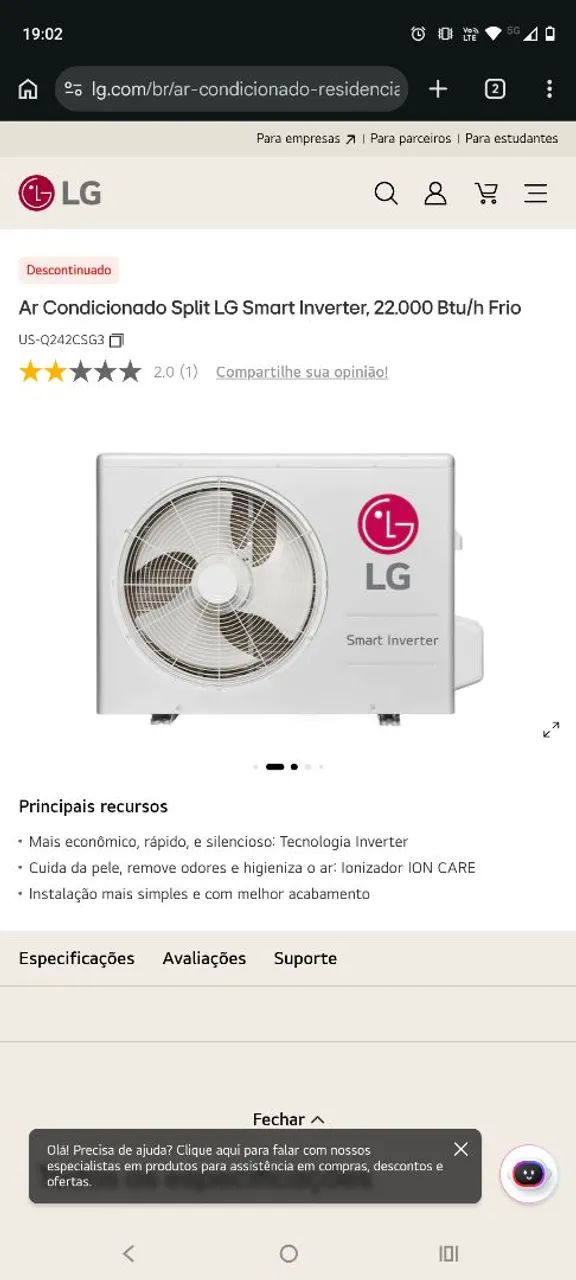 Ar condicionado LG