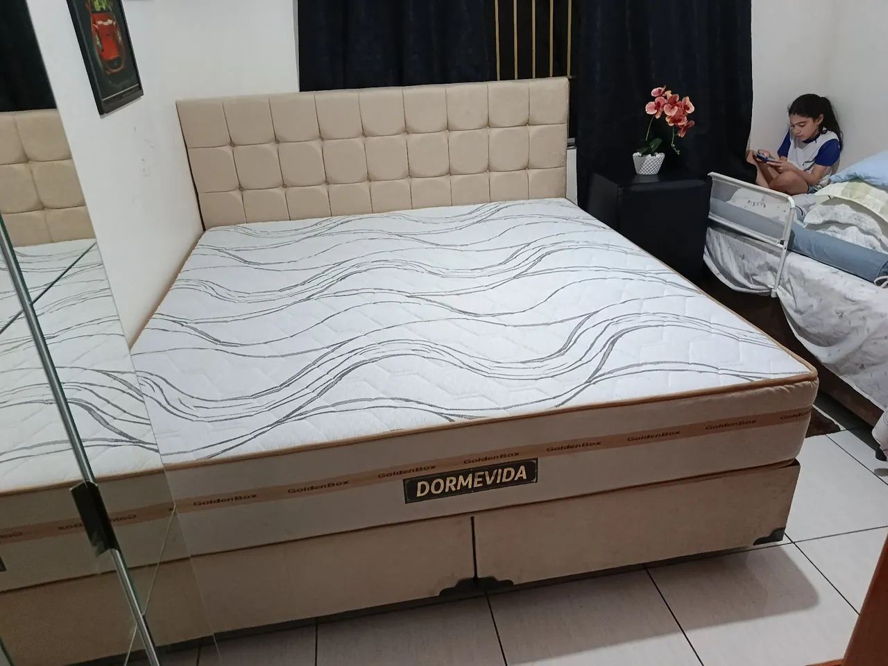 Cama super King com colchão dorme vida excelente para sua coluna