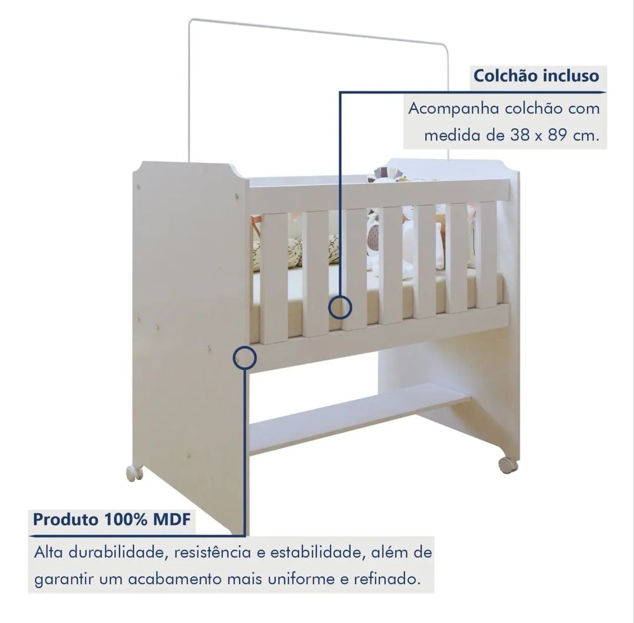 Mini berço 100% MDF com Colchão - Foto 2