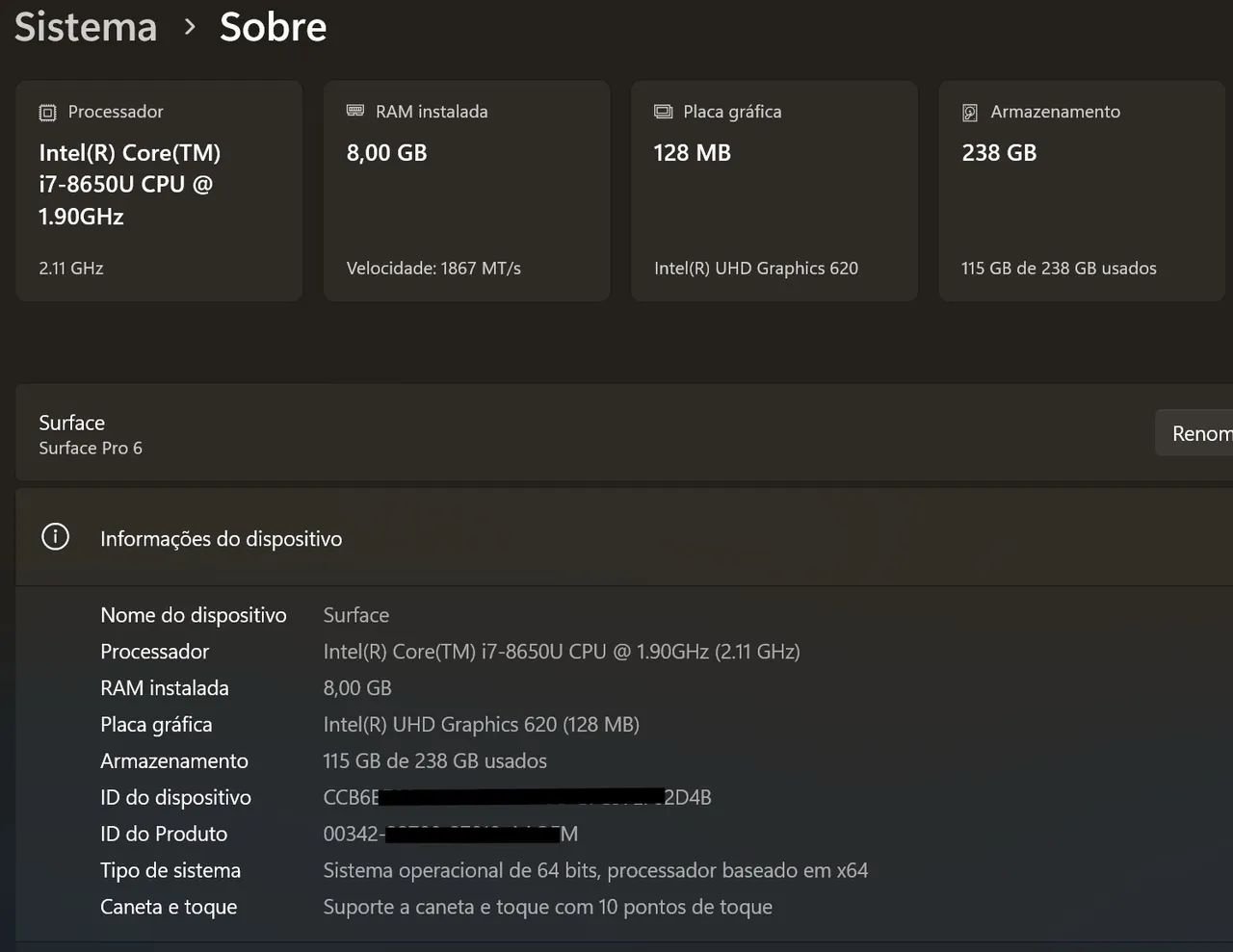 Microsoft Surface Pro 6 (Intel Core i7-8650U, 8 GB de RAM e 256 GB de SSD) - Foto 3
