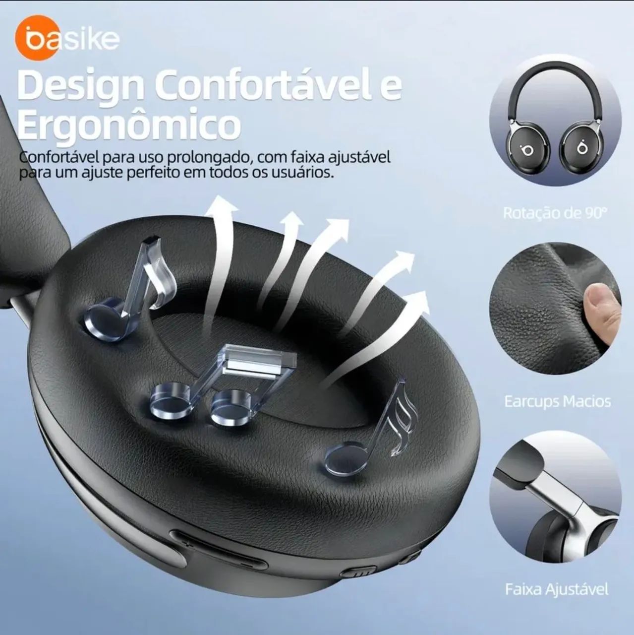 Headphone Bluetooth Basike ANC Hi-Fi 40h - Foto 3