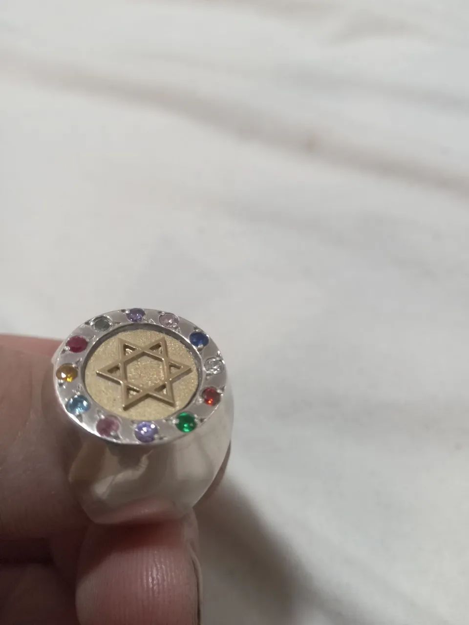 Anel estrela Davi ouro e prata - Foto 5