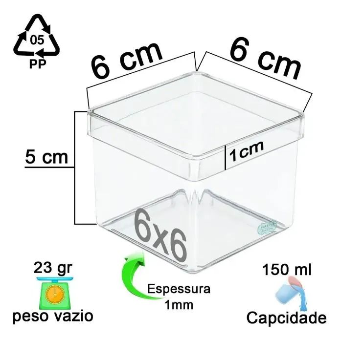 40 caixinha acrílica transparente 6x6 - Foto 2