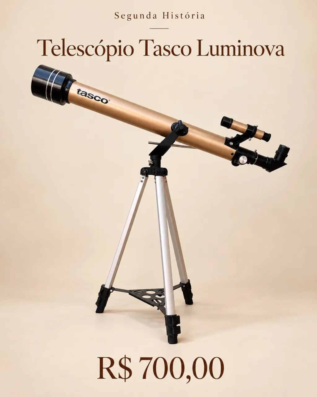 Telescópio Tasco Luminova 60/800 com tripé e acessórios ? R$ 700,00