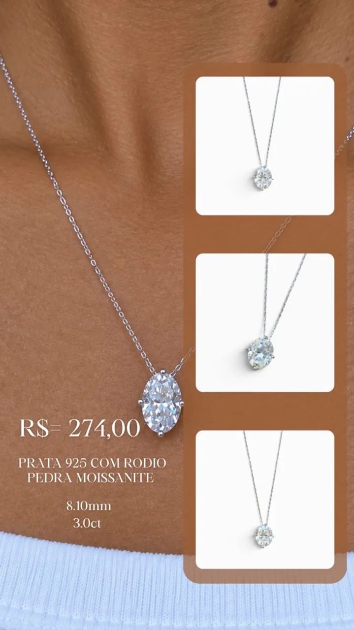 Colar em prata 925 com MOISSANITE