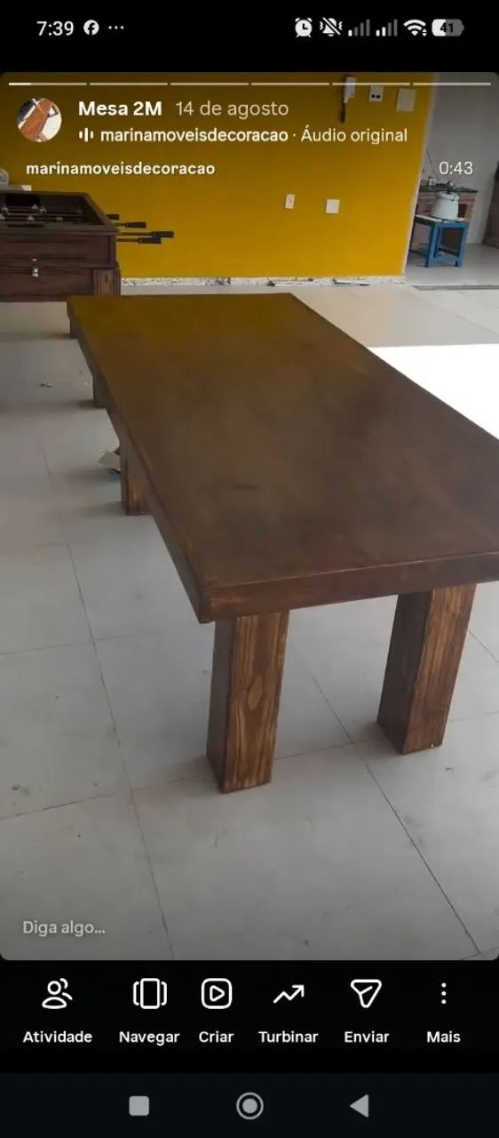 Mesa de madeira maciça 2 metros  - Foto 2
