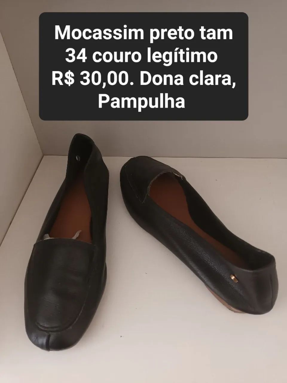 Sapatilha couro preto 33/34