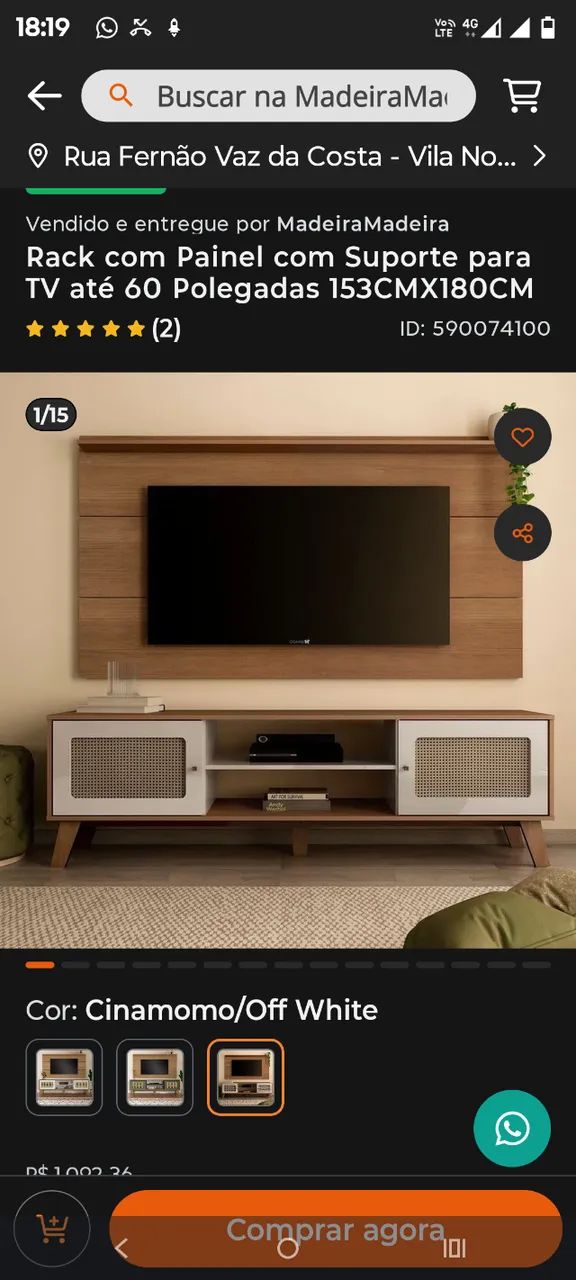 Rack com painel usada 2 meses