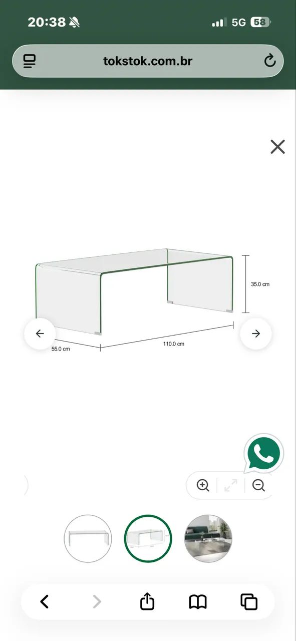 Mesa De Centro Em Vidro Curvo em perfeito estado  - Foto 4