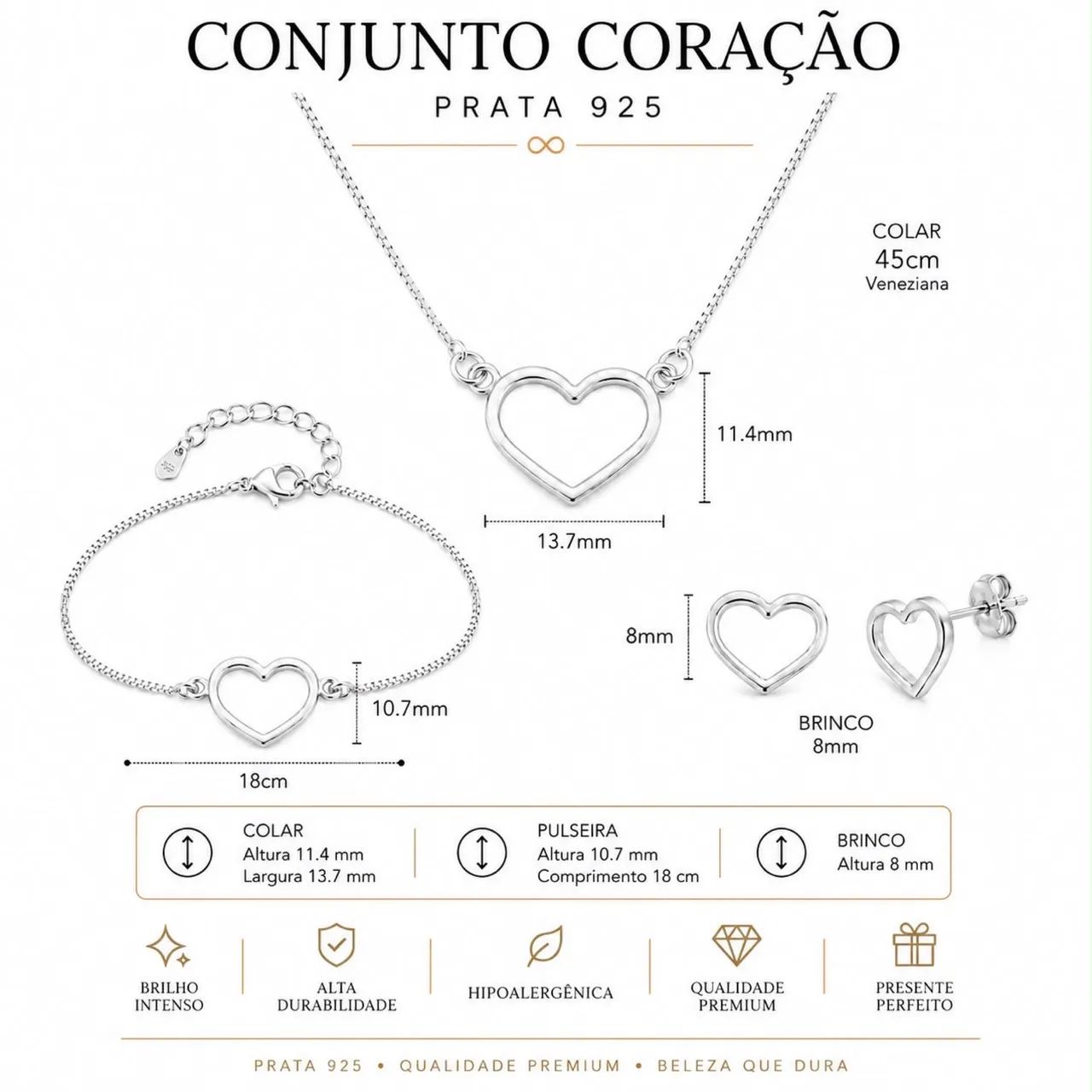 CONJUNTO COLAR CORAÇÃO VASADO LISO 45cm  Cód 85499 peso 4,3 gr - Foto 5