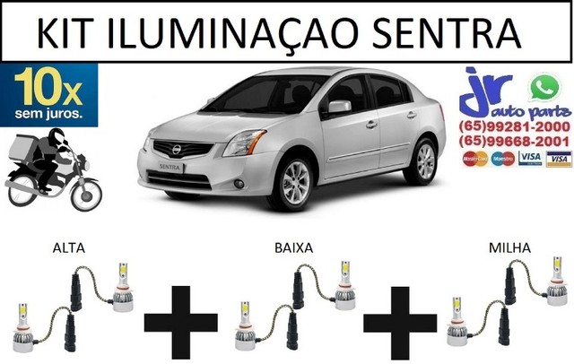 Kit Lampada Ultra LED (Alta/Baixa/Milha) Sentra 6000K 12V 24V