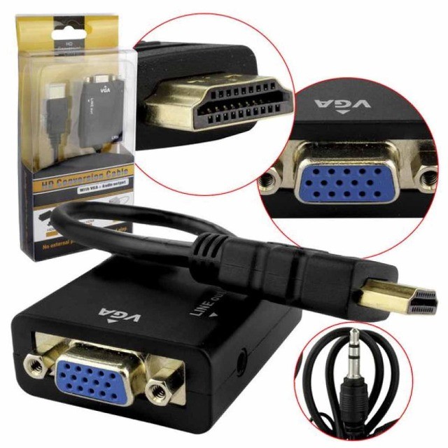 Cabo Conversor Adaptador Hdmi Para VGA Com Saída de Áudio P2