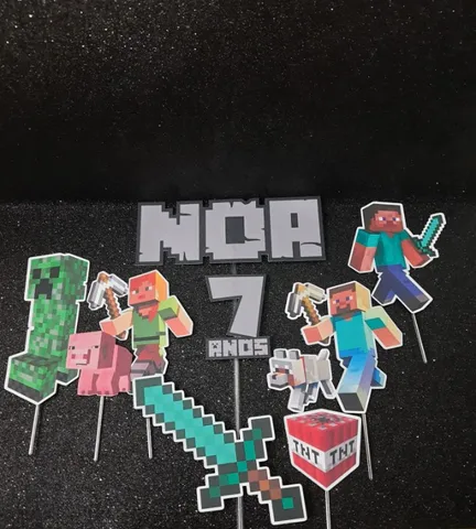 TOPO DE BOLO MINECRAFT DIY (4 UNIDADES)