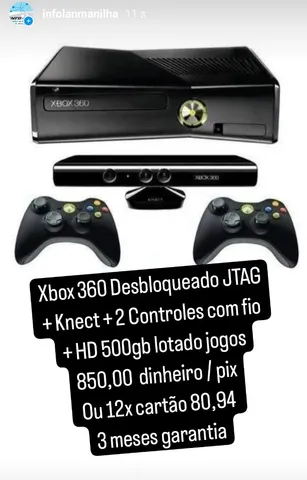 Xbox 360 Slim Desbloqueado Destravado Rgh/jtag 250gb + Jogos