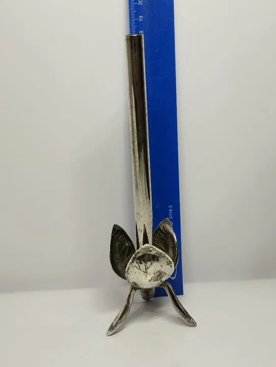 Vaso Solitário para Uma Flor Antigo Metal Prateado  - Foto 2