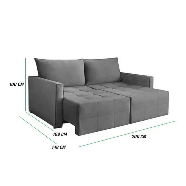 Sofá Cama Berlim 3 Lugares Tecido Linho 200cm Aifos Marrom - Foto 3