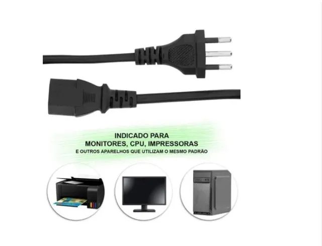Cabo De Força Energia Tripolar Padrão Novo P/ Monitor/pc - Foto 4