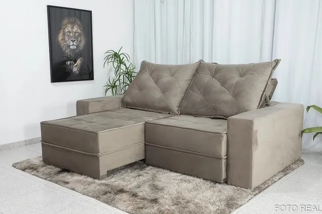 Sofá Retrátil Reclinável Bernardo 2.50m - D33 e Molas Ensacadas rf4