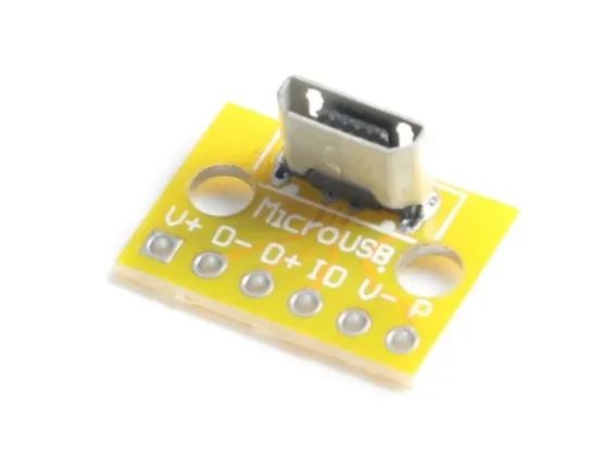 Conector Micro Usb 180 Graus Vertical 2.0 Fêmea 2.54mm Pcb Adaptador Breakout COD-AM447 