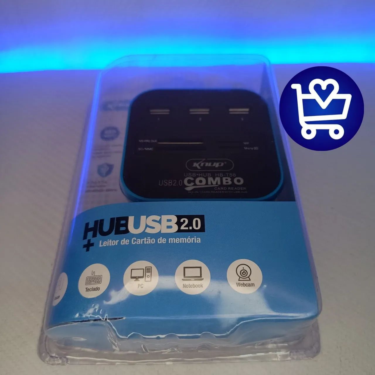 Hub USB 2.0 com Leitor de Cartão de Memória - Kmp Up