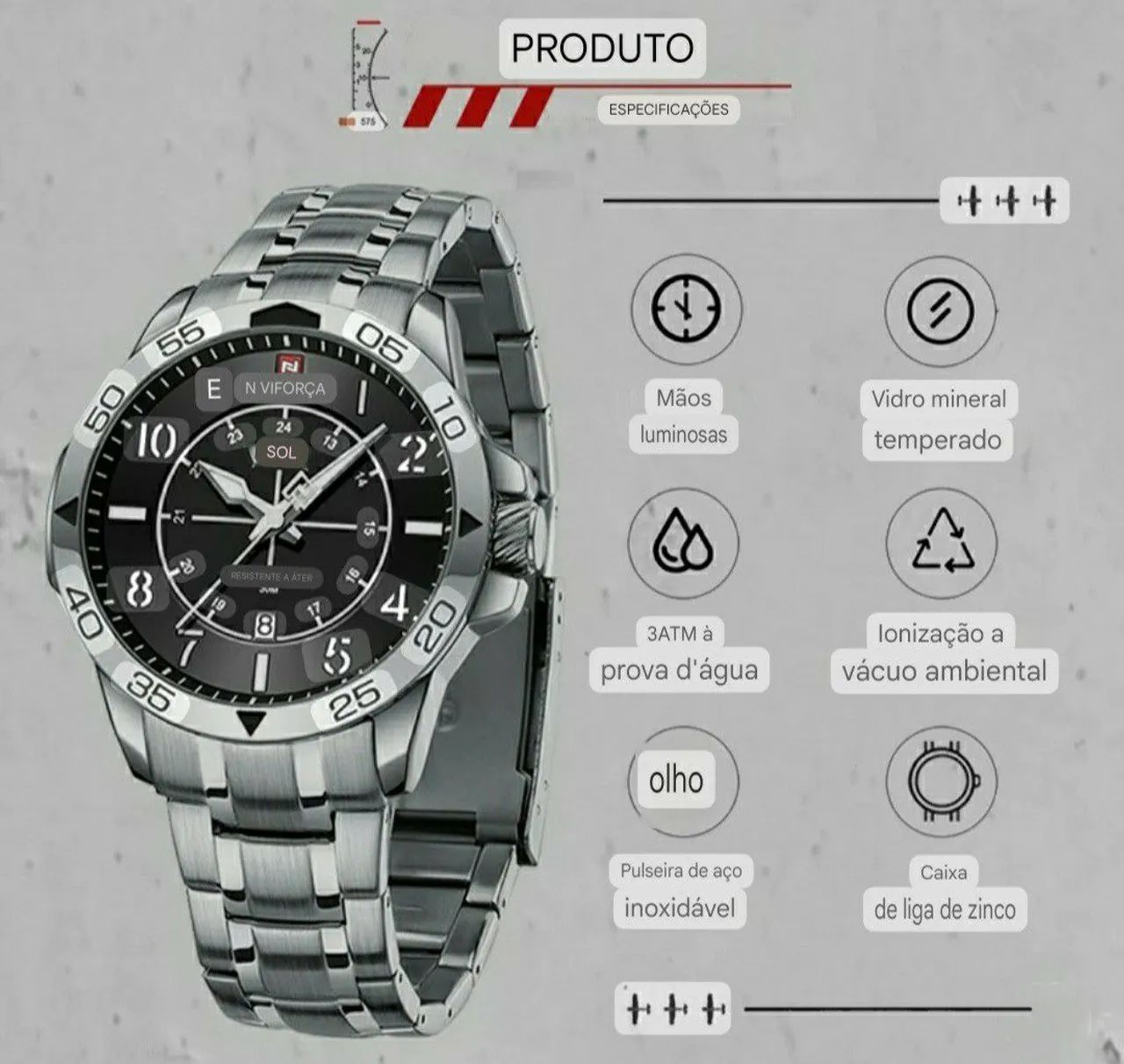Relógio de Pulso NAVIFORCE NF 9204  - Foto 5