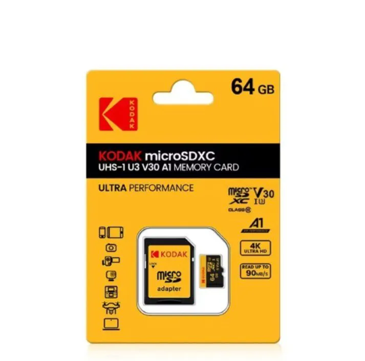 Cartão de Memória Kodak microSDXC 64GB UHS-1 U3 V30 A1