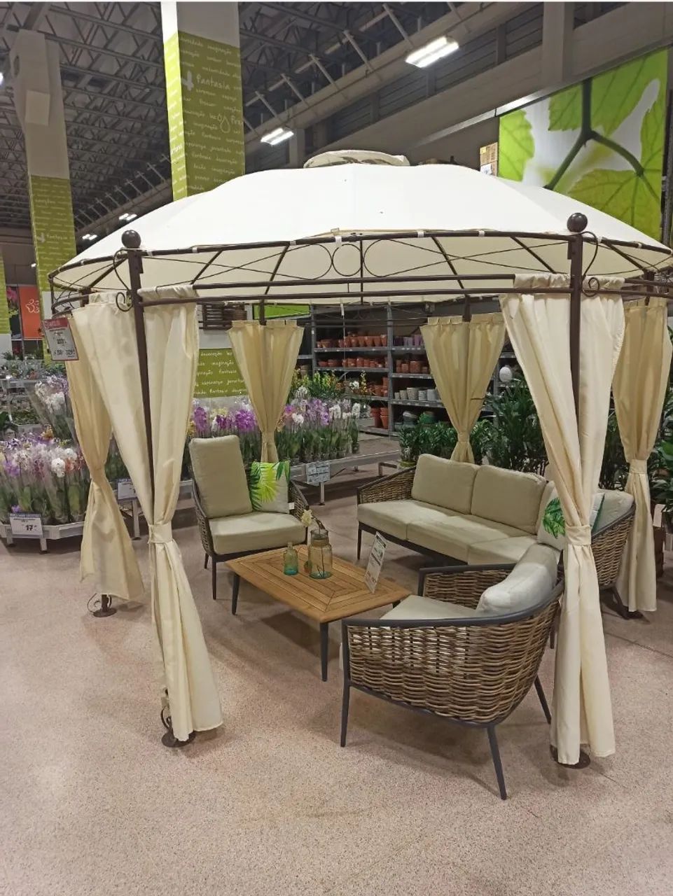 Gazebo Pergolado com Cortinas para Área Externa - 350 cm
