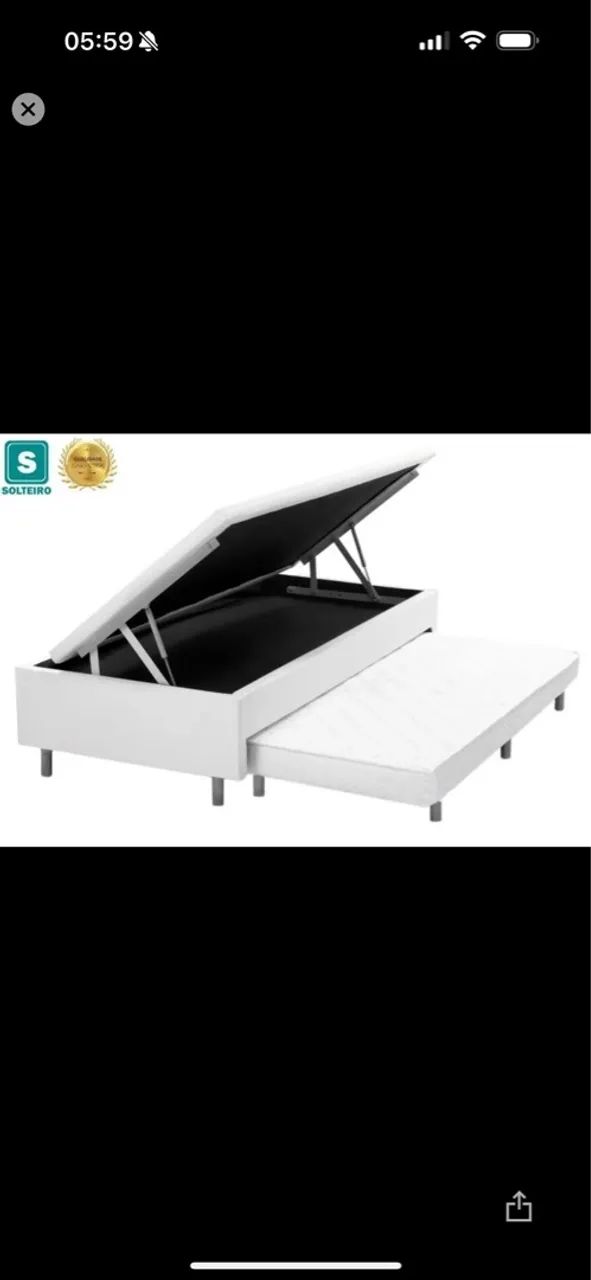 Cama Box Solteiro com Baú