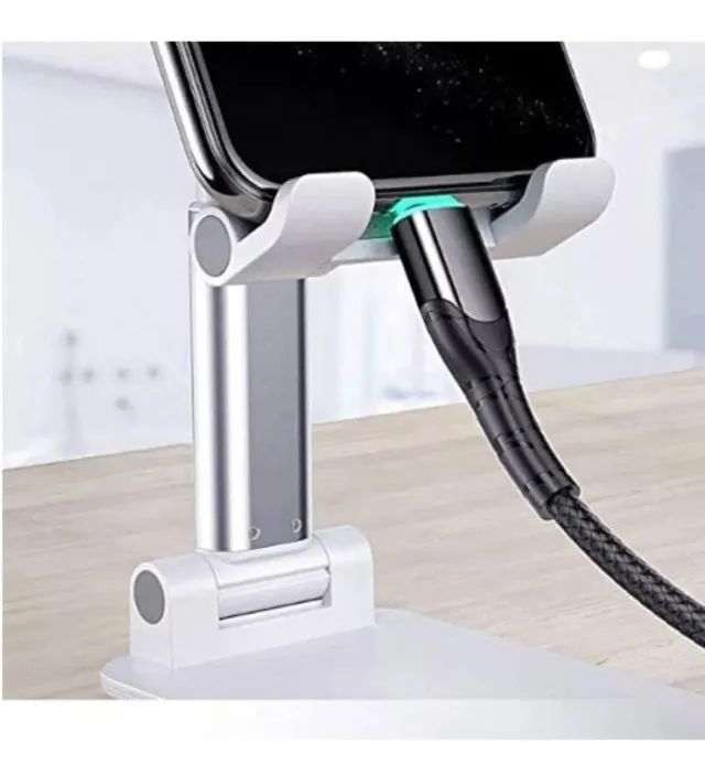 Suporte De Mesa Para Celular Ajustável Tablet Smartphone Cor Branco - Foto 5
