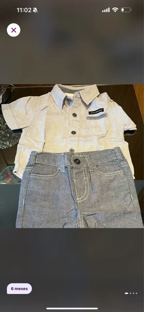 Conjunto social bebê Calvin Klein 3-6 meses