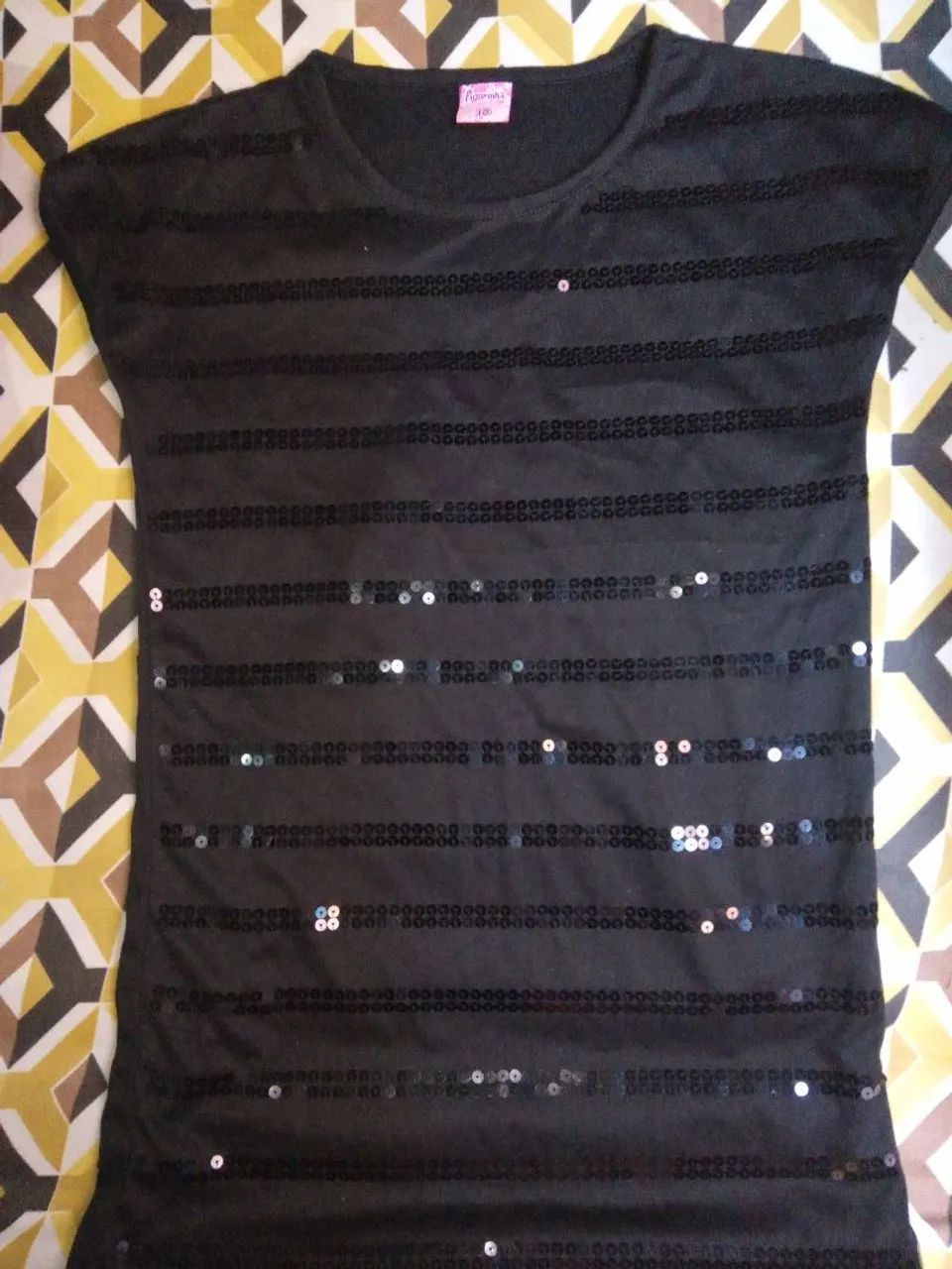Vestido Infantil Estampada com Paetês - Foto 2