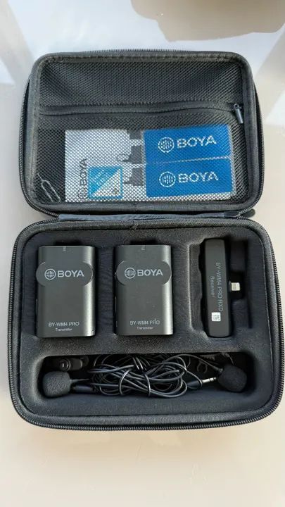 Kit Microfone Lapela Duplo Sem Fio Boya By-wm4 Pro K4 iPhone Ios
