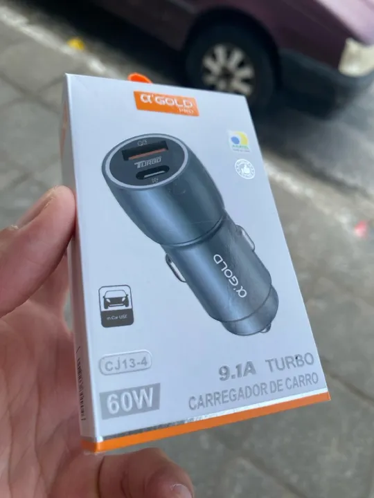 Carregador de Carro Veicular Turbo 9.1A 60W A-Gold