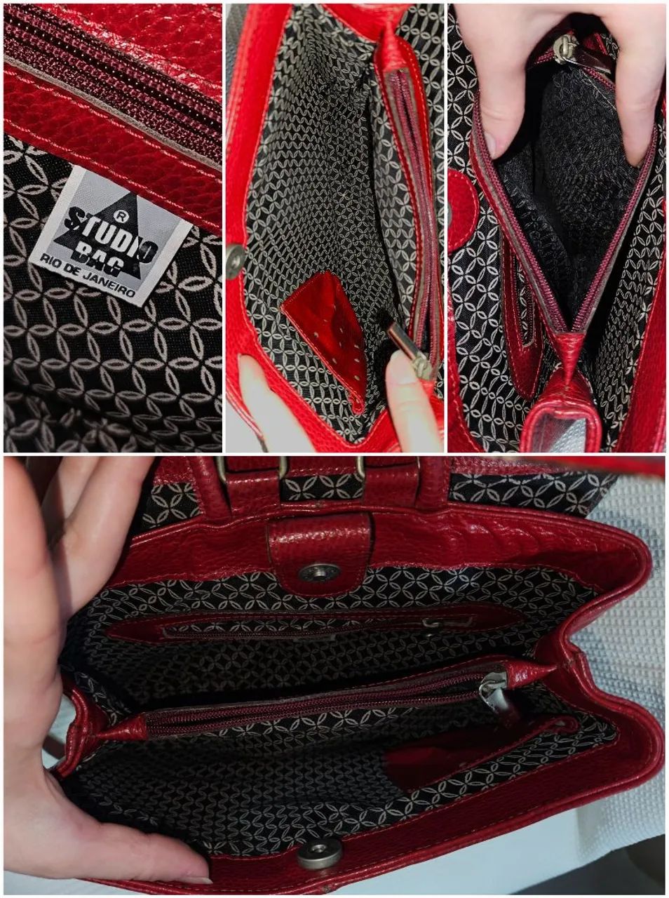 bolsa e mochila vermelha de couro legítimo - studio bag - Foto 4