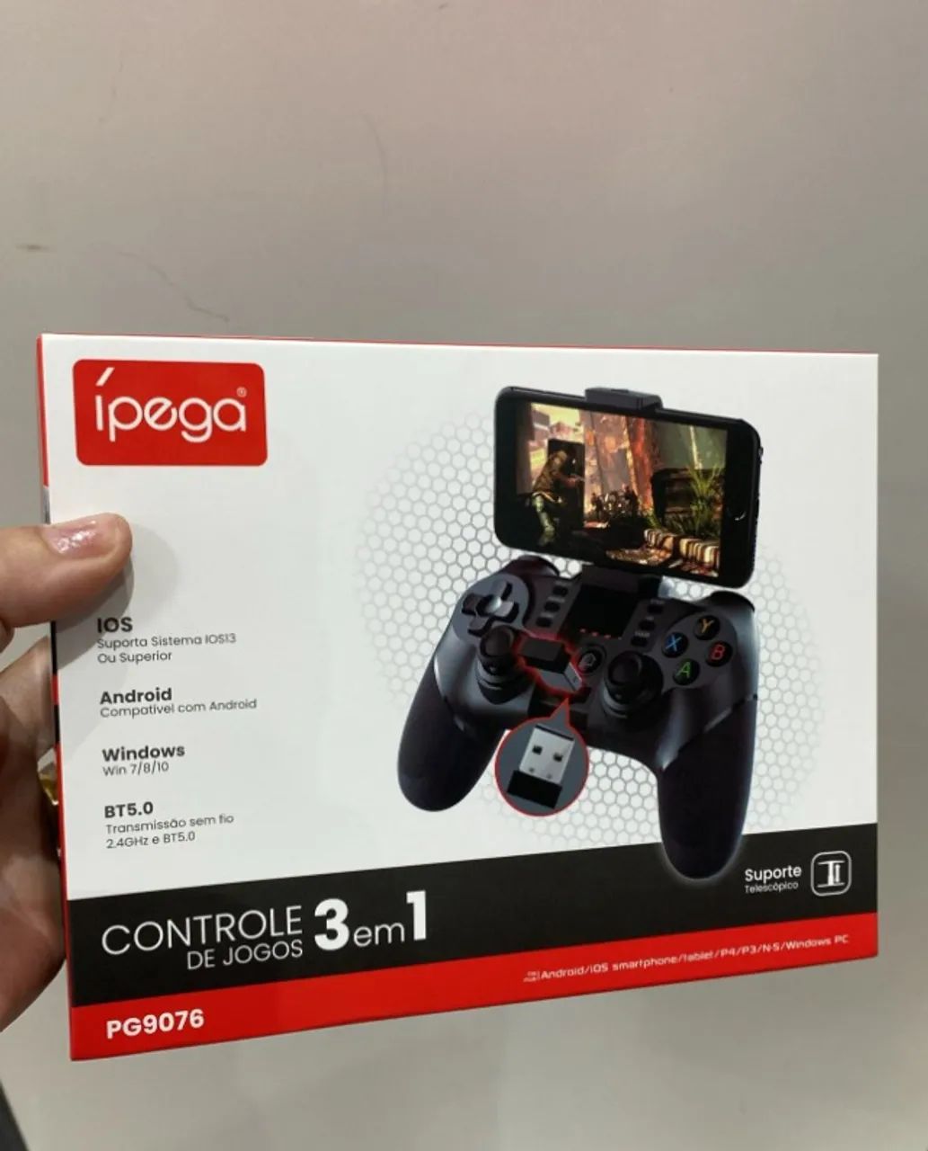Controle Joystick iPega 9076 Bluetooth para Celular, PC e PS3 Diversão em qualquer Lugar