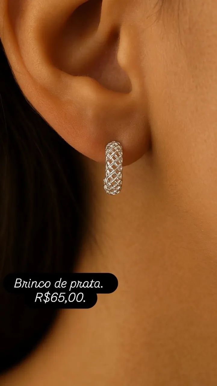 Brinco de prata 3D - Foto 2